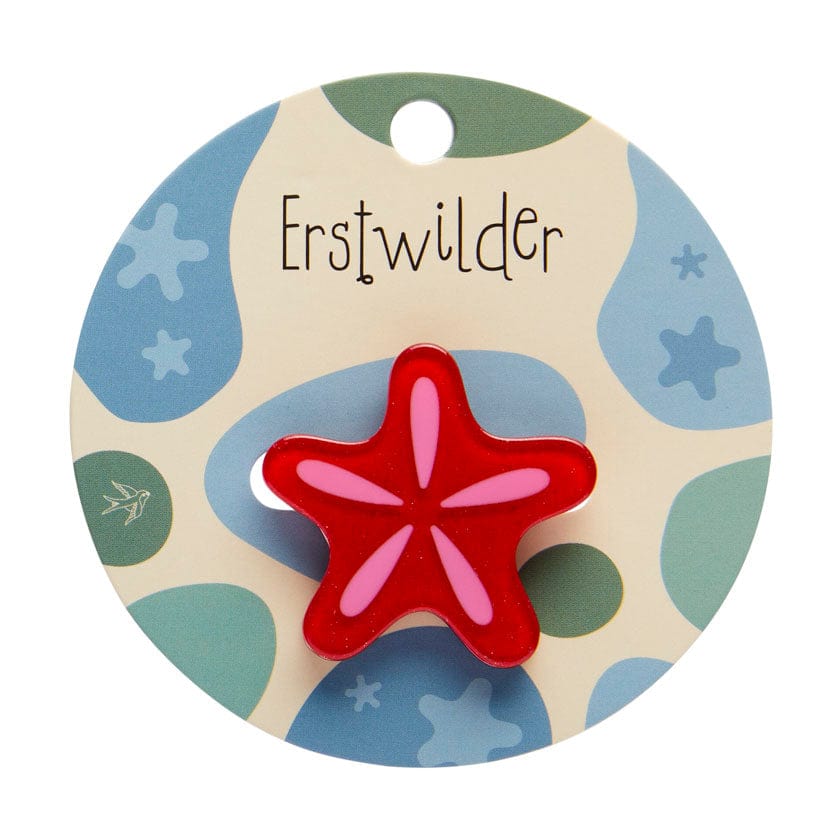 Red Starfish Simplified Mini Brooch - Erstwilder Simplified - Quirky Resin and Enamel Accessories