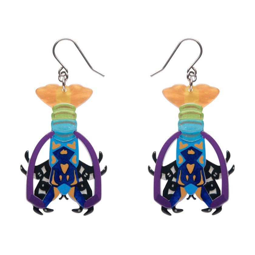 Tropical Rock Lobster Drop Earrings - Erstwilder - Quirky Resin and Enamel Accessories