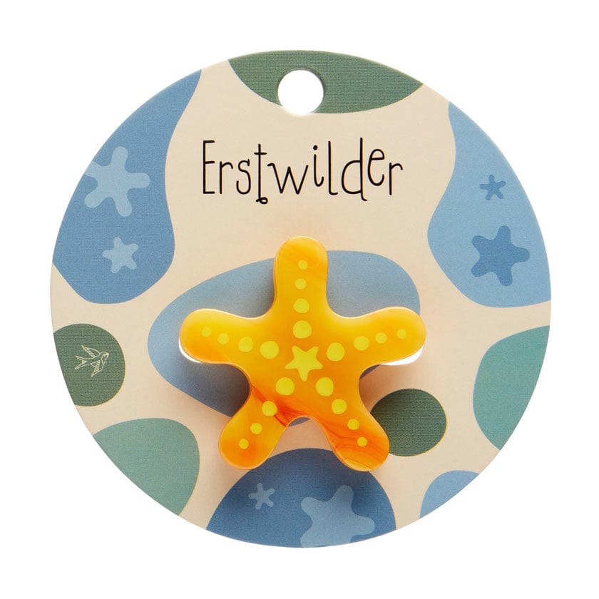 Orange Starfish Simplified Mini Brooch - Erstwilder Simplified - Quirky Resin and Enamel Accessories