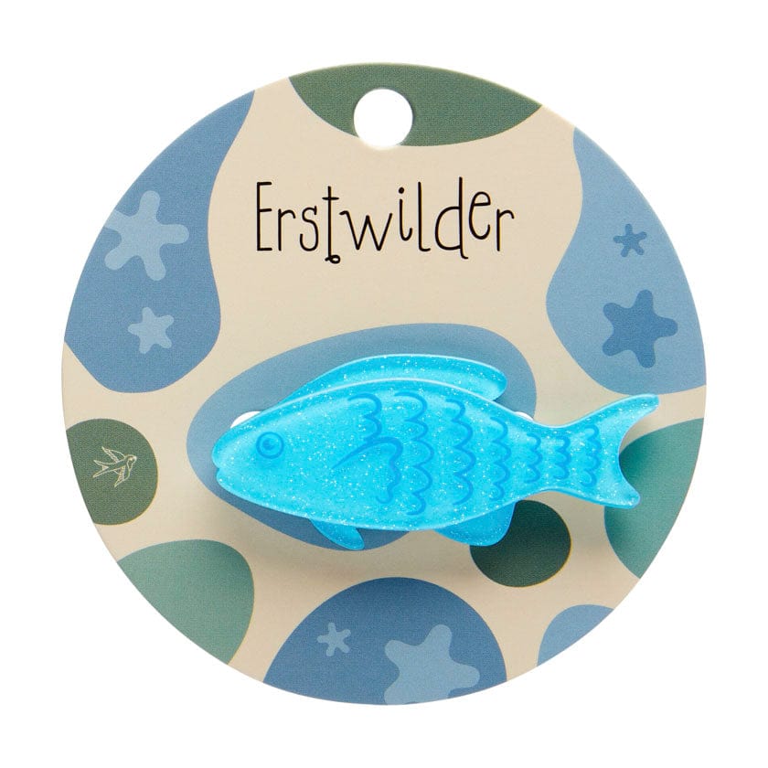 Blue Fish Simplified Mini Brooch - Erstwilder Simplified - Quirky Resin and Enamel Accessories