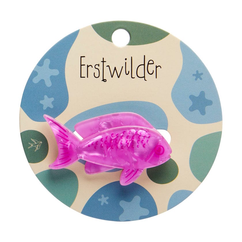 Pink Fish Simplified Mini Brooch - Erstwilder Simplified - Quirky Resin and Enamel Accessories