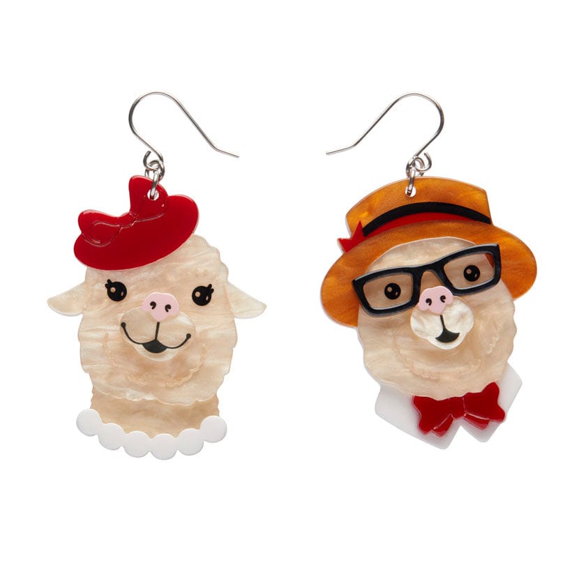 The Enamoured Alpacas Drop Earrings - Erstwilder - Quirky Resin and Enamel Accessories