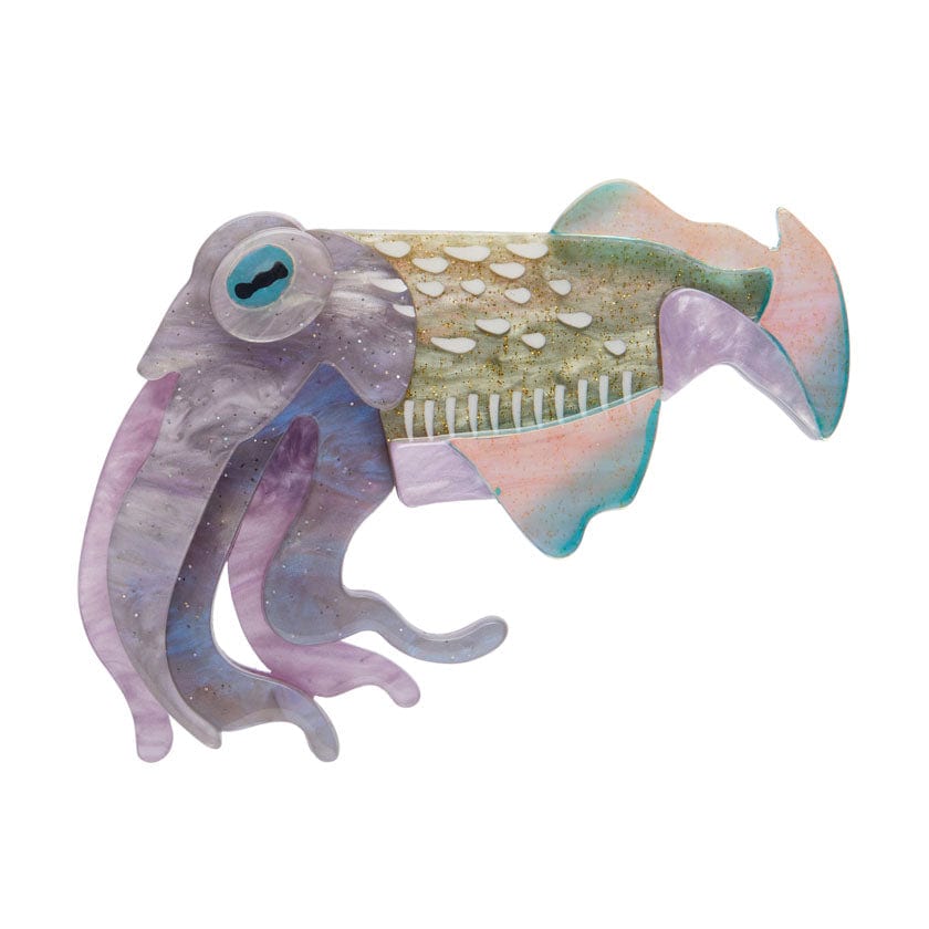 Hedley's Cuttlefish Brooch - Erstwilder - Quirky Resin and Enamel Accessories