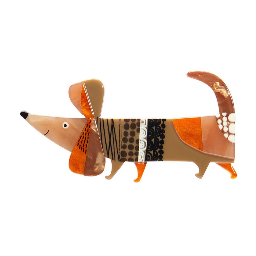 A Dachshund Named Bark Brooch - Erstwilder - Quirky Resin and Enamel Accessories