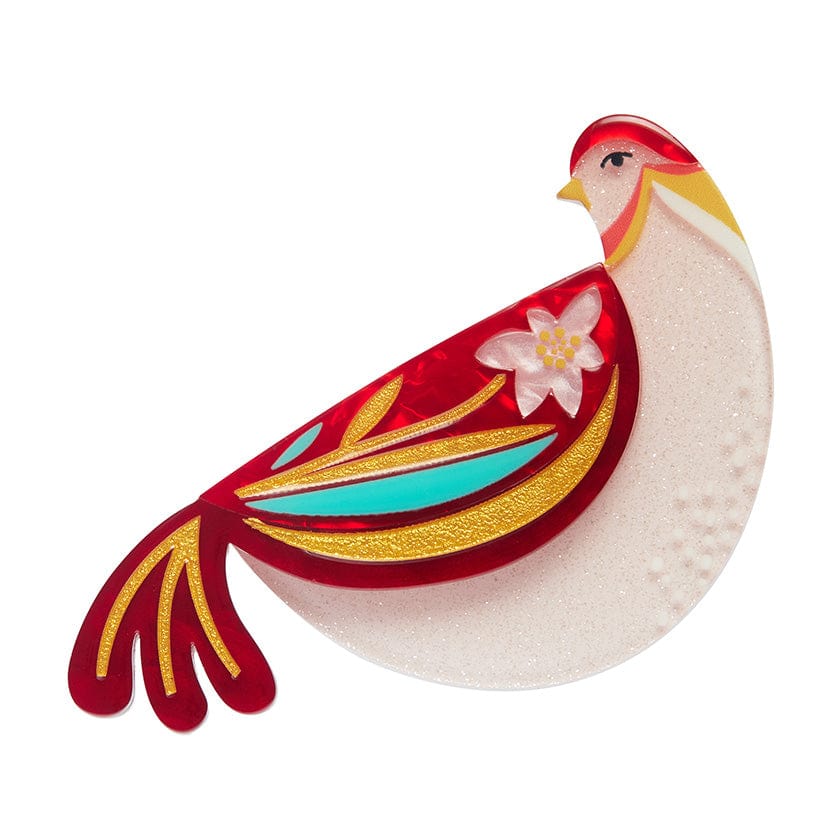 Partridge Perfection Brooch - Erstwilder - Quirky Resin and Enamel Accessories