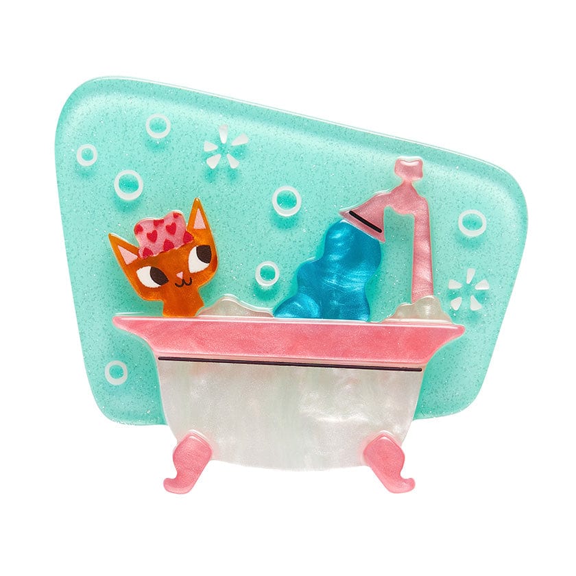 Betty the Bathing Kitty Brooch - Erstwilder - Quirky Resin and Enamel Accessories