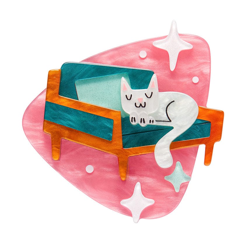 Susan the Sleeping Kitty Brooch - Erstwilder - Quirky Resin and Enamel Accessories