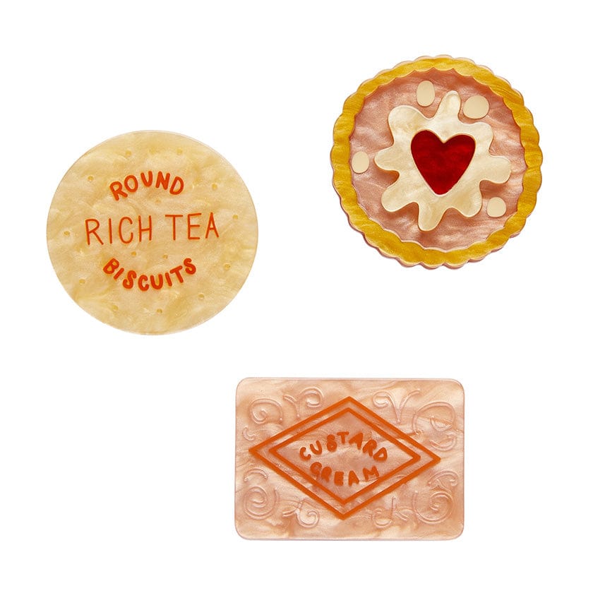 A Biscuit or Three Mini Brooch Set - Erstwilder - Quirky Resin and Enamel Accessories