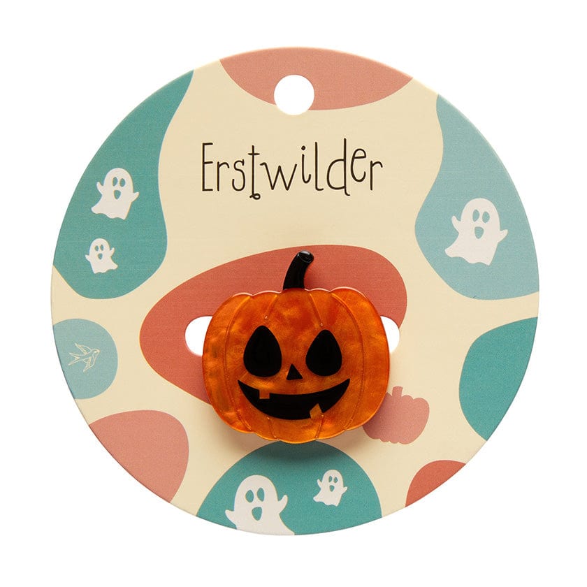 Jack O Lantern Mini Brooch - Erstwilder Simplified - Quirky Resin and Enamel Accessories