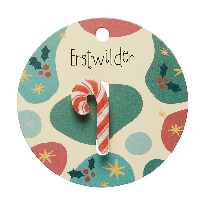 Candy Cane Mini Brooch - Erstwilder Simplified - Quirky Resin and Enamel Accessories