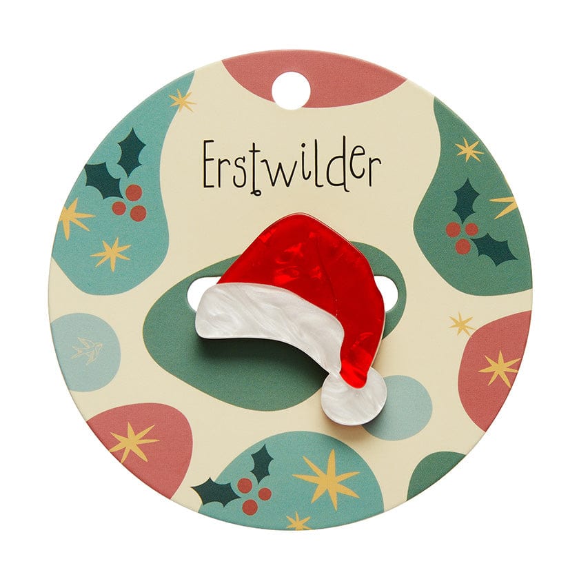 Santa Hat Mini Brooch - Erstwilder Simplified - Quirky Resin and Enamel Accessories