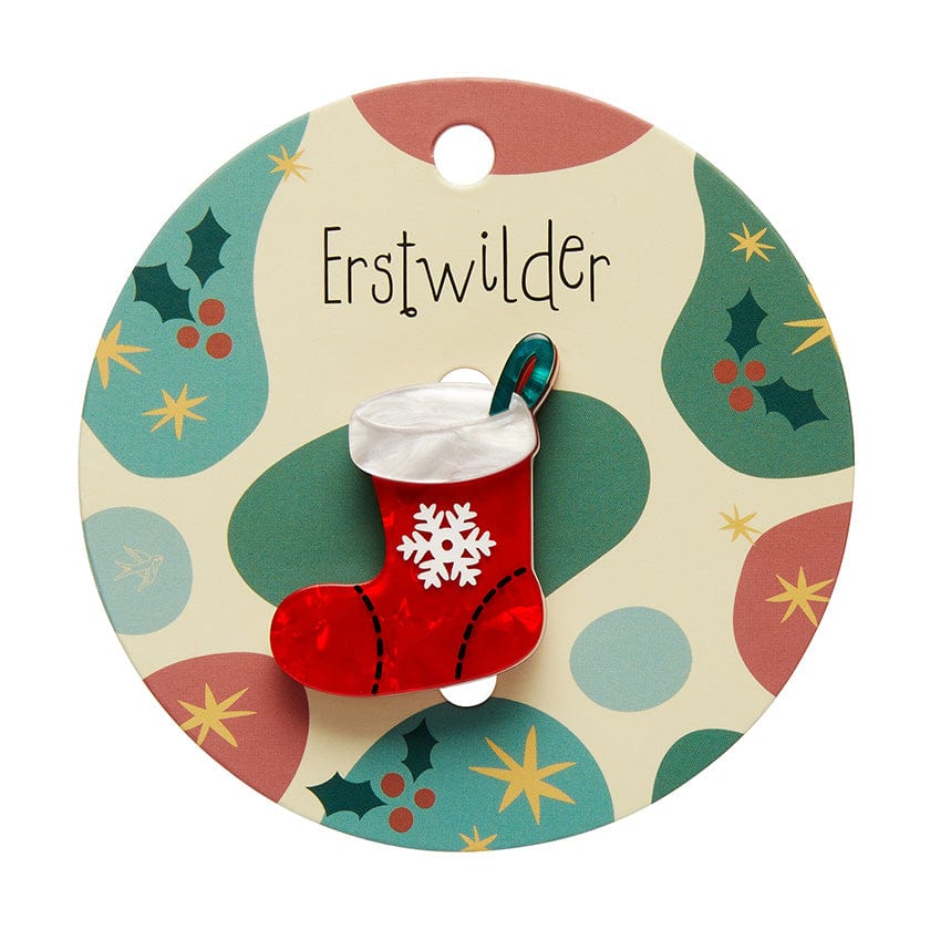 Christmas Stocking Mini Brooch - Erstwilder Simplified - Quirky Resin and Enamel Accessories