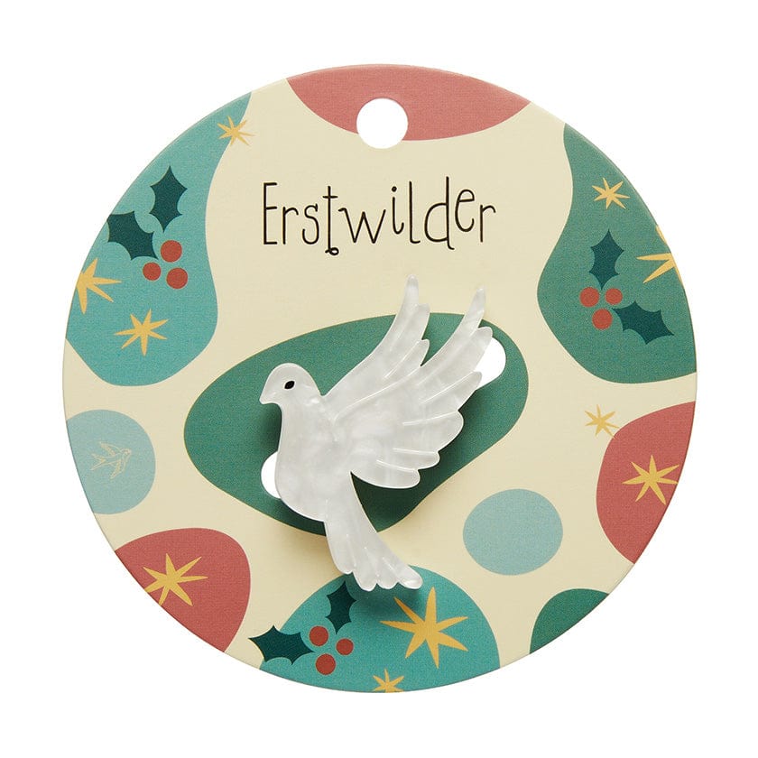 Christmas Dove Mini Brooch - Erstwilder Simplified - Quirky Resin and Enamel Accessories