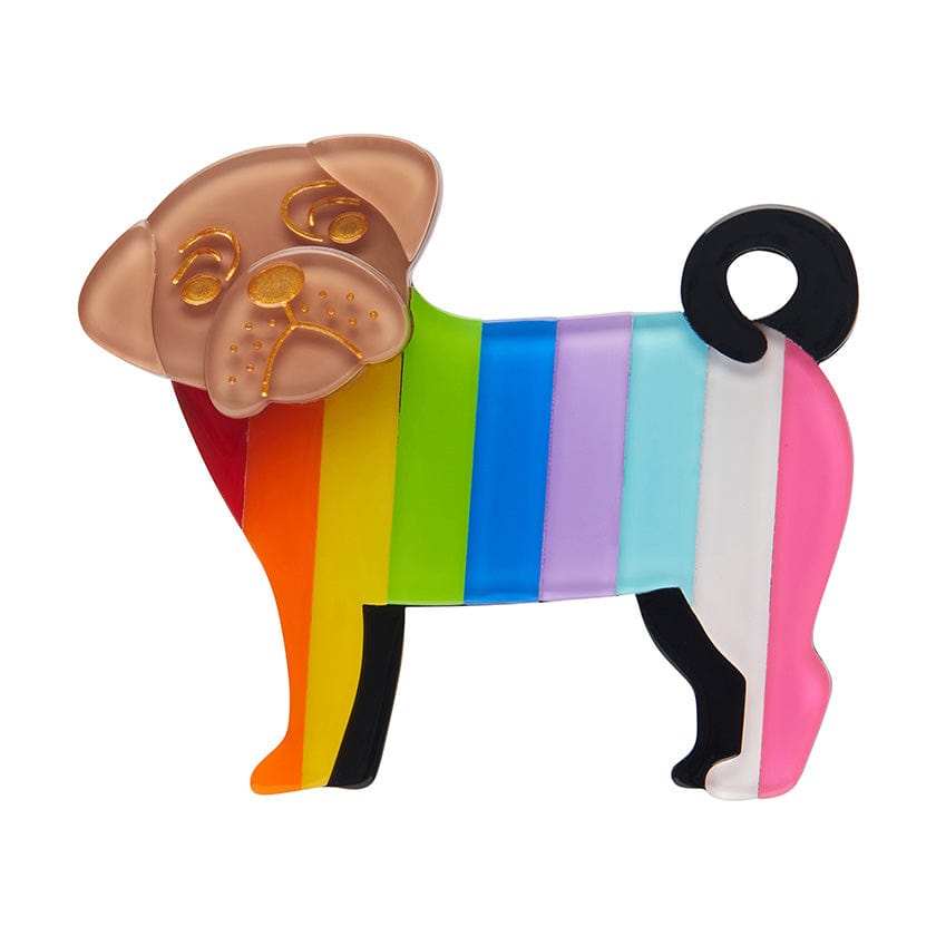 Pebbles the Progressive Pug Brooch - Erstwilder - Quirky Resin and Enamel Accessories