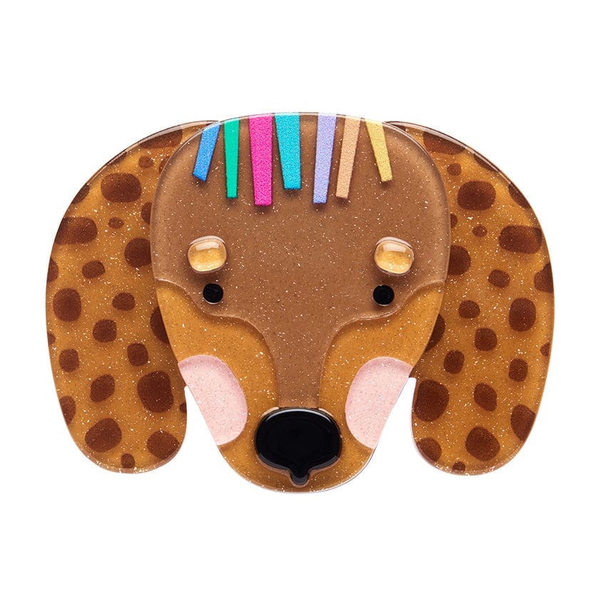 Darcy The Dachshund Brooch - Erstwilder - Quirky Resin and Enamel Accessories