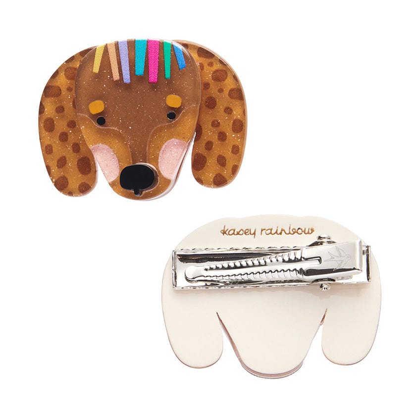 Darcy The Dachshund Hair Clips Set - 2 Piece - Erstwilder - Quirky Resin and Enamel Accessories