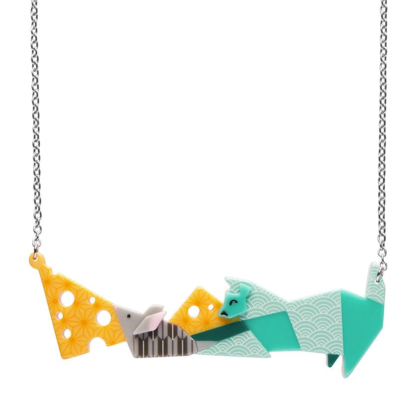 Cat and Mouse Necklace - Erstwilder - Quirky Resin and Enamel Accessories