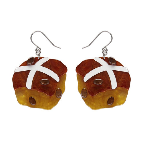 Hot Cross Cravings Drop Earrings  -  Erstwilder  -  Quirky Resin and Enamel Accessories