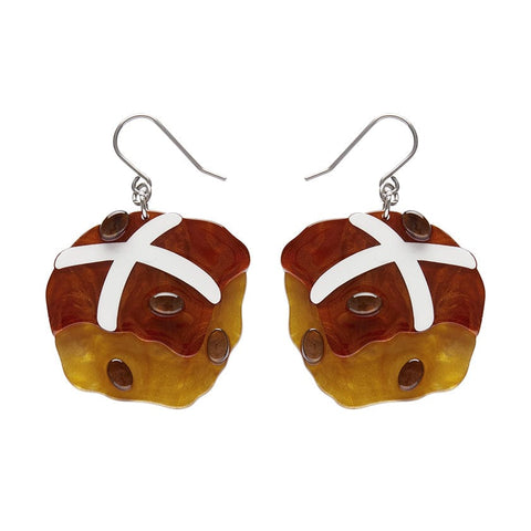 Hot Cross Cravings Drop Earrings  -  Erstwilder  -  Quirky Resin and Enamel Accessories