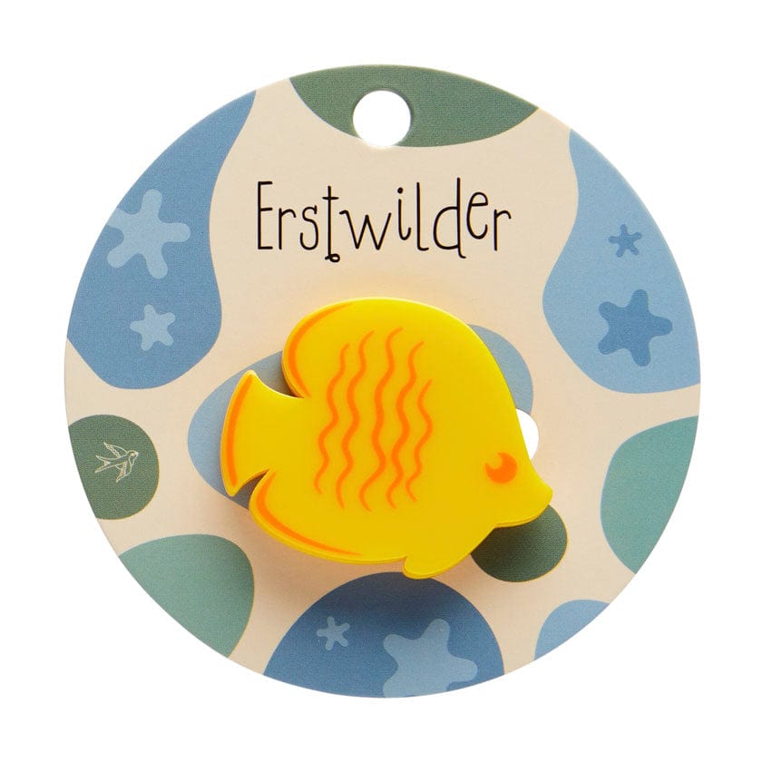 Yellow Fish Simplified Mini Brooch  -  Erstwilder Simplified  -  Quirky Resin and Enamel Accessories