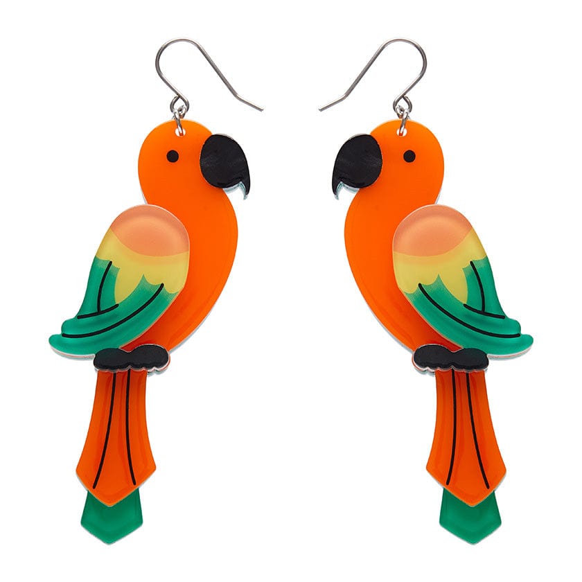 Panchaâ€™s Parrots Drop Earrings  -  Erstwilder  -  Quirky Resin and Enamel Accessories