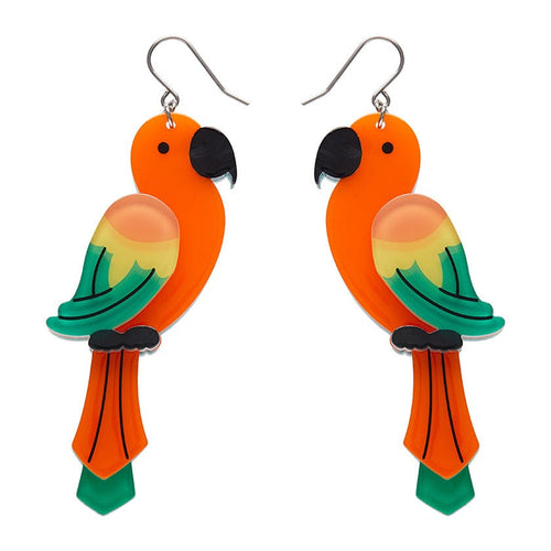 Panchaâ€™s Parrots Drop Earrings  -  Erstwilder  -  Quirky Resin and Enamel Accessories