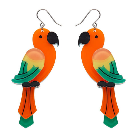 Panchaâ€™s Parrots Drop Earrings  -  Erstwilder  -  Quirky Resin and Enamel Accessories