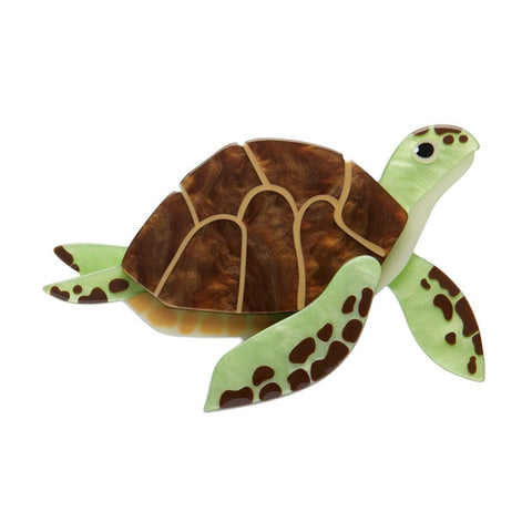 Green Turtle Brooch  -  Erstwilder  -  Quirky Resin and Enamel Accessories