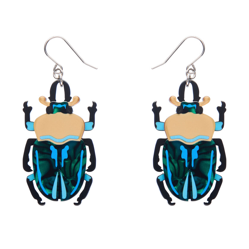 Ruby the Rainbow Stag Beetle Drop Earrings