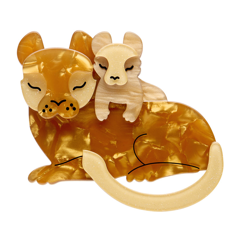 Mother Cub Love Lion Brooch