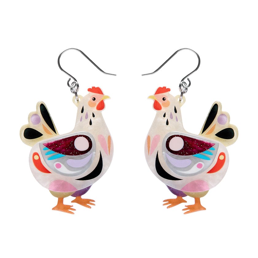 Clara the Chicken Drop Earrings