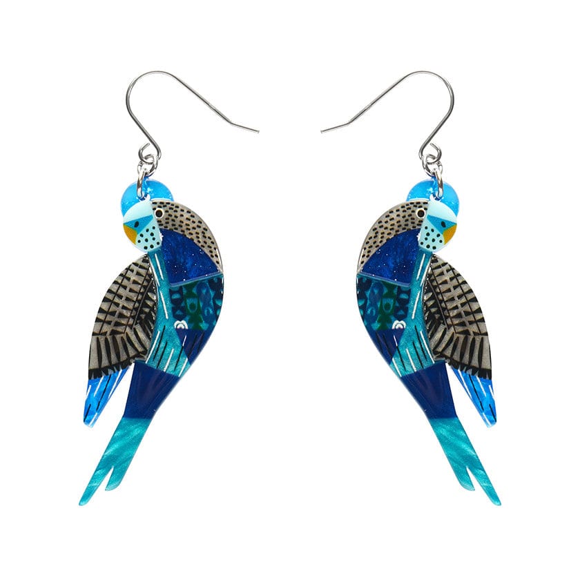 A Budgie Named Chirp Drop Earrings  -  Erstwilder  -  Quirky Resin and Enamel Accessories