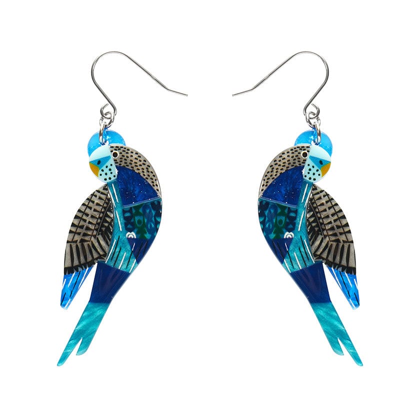 A Budgie Named Chirp Drop Earrings  -  Erstwilder  -  Quirky Resin and Enamel Accessories