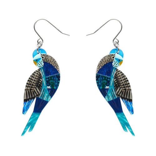 A Budgie Named Chirp Drop Earrings  -  Erstwilder  -  Quirky Resin and Enamel Accessories