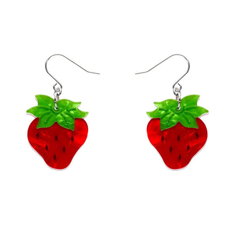 Darling Strawberry Drop Earrings  -  Erstwilder  -  Quirky Resin and Enamel Accessories