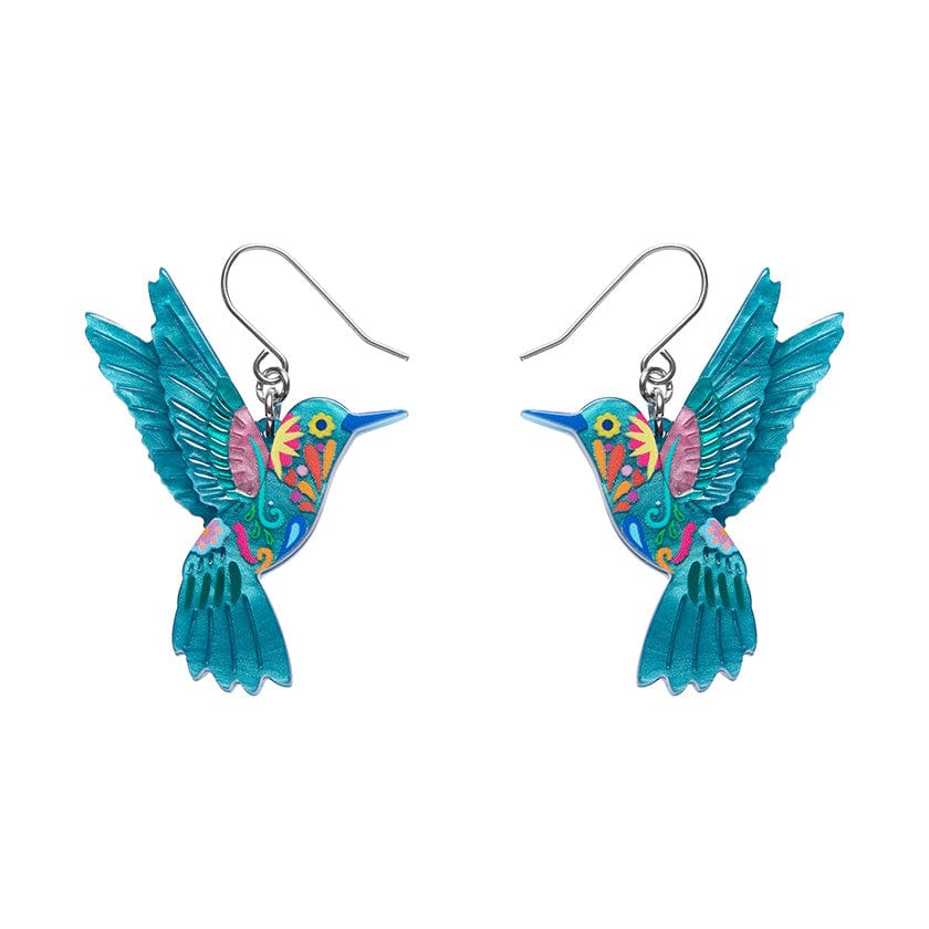 Frida's Hummingbird Drop Earrings  -  Erstwilder  -  Quirky Resin and Enamel Accessories