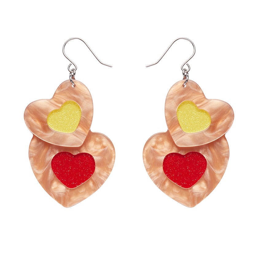 Lolly Heart Cookies Drop Earrings  -  Erstwilder  -  Quirky Resin and Enamel Accessories