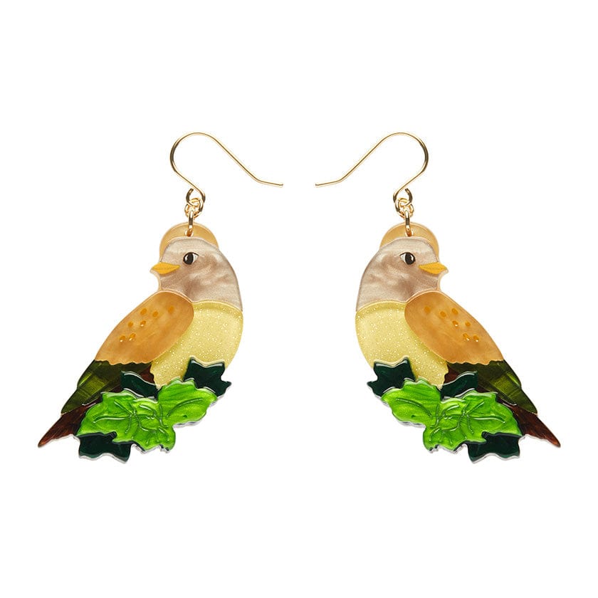 Wondrous Warbler Drop Earrings  -  Erstwilder  -  Quirky Resin and Enamel Accessories