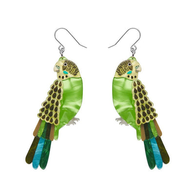 Flossie the Budgie Drop Earrings