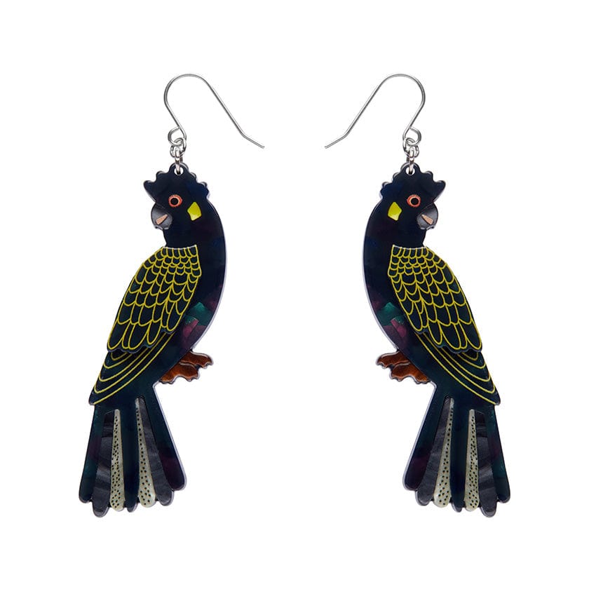 Erstwilder Bella the Black Cockatoo Drop Earrings AR1EG06