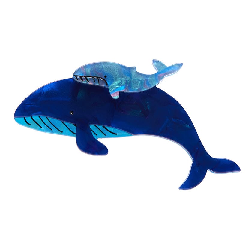 Benevolent Behemoths Blue Whale Brooch  -  Erstwilder  -  Quirky Resin and Enamel Accessories