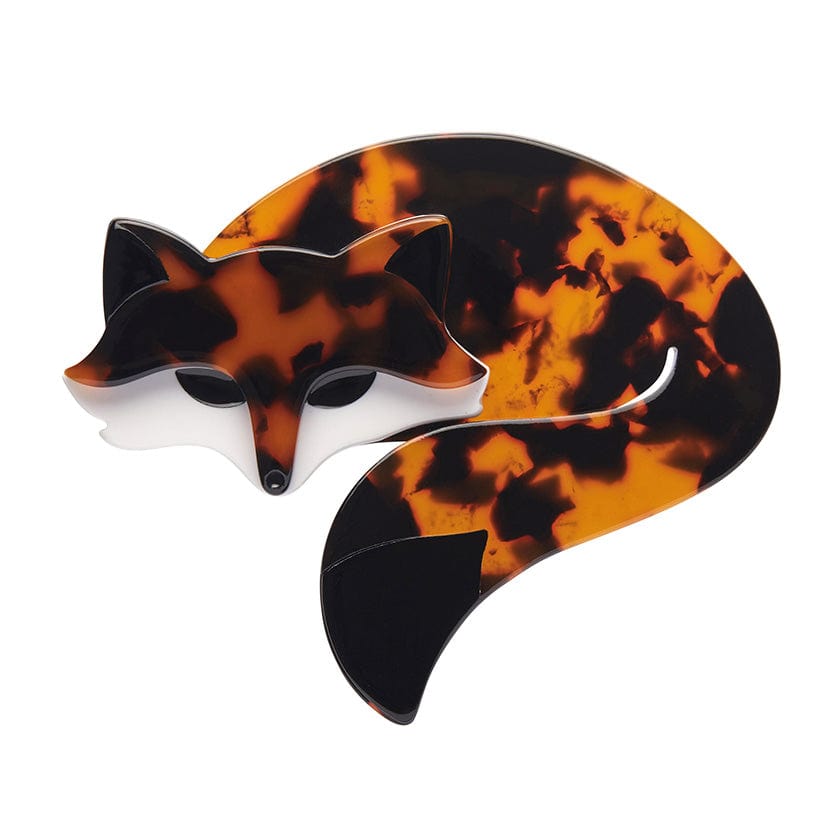 Saffron the Sleeping Fox Brooch  -  Erstwilder  -  Quirky Resin and Enamel Accessories