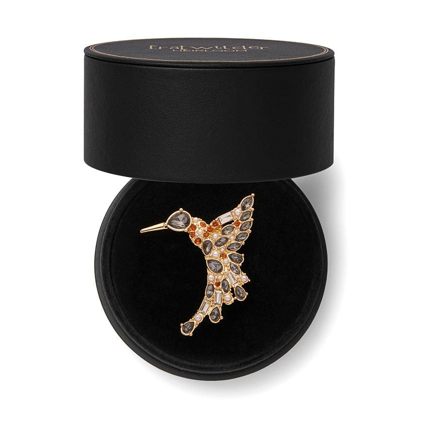 Halcyon Hummingbird Stone Set Crystal Brooch  -  Erstwilder  -  Quirky Resin and Enamel Accessories