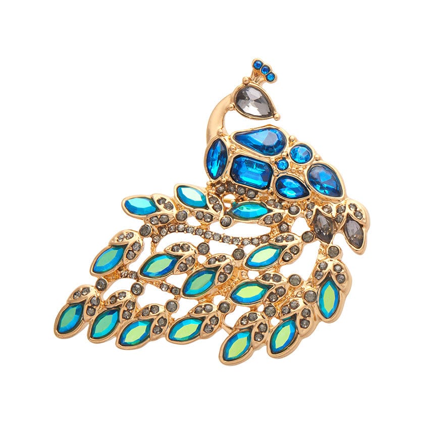 Le Peacock Royal Stone Set Crystal Brooch