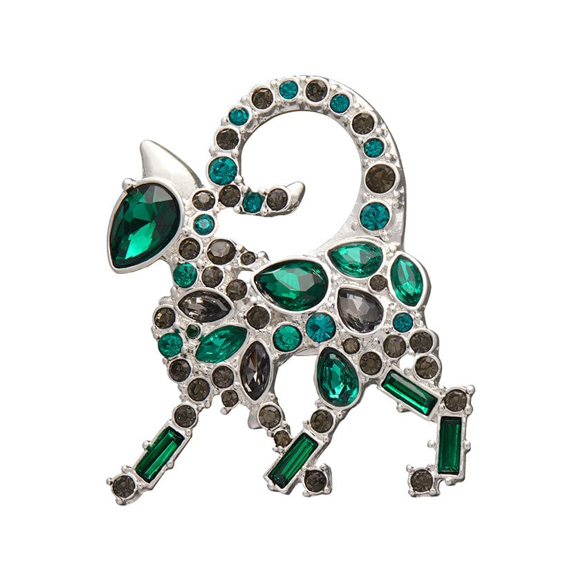 On the Prowl Cat Stone Set Crystal Brooch