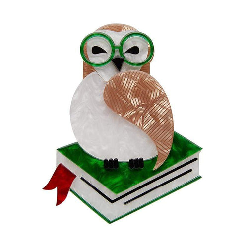 Erstwilder Studious Snow Owl Brooch BH5911-4090