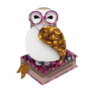 Studious Snow Owl Brooch