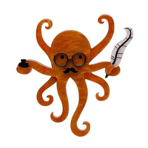 Octavious the Octo-Scribe Brooch