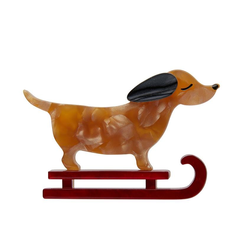 Erstwilder Little Red the Puppy Sled Brooch BH6944-9010