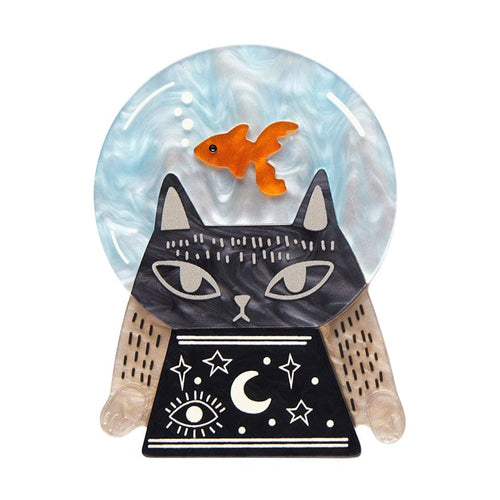 Clairvoyant Cat Brooch - Erstwilder - Quirky Resin and Enamel Accessories